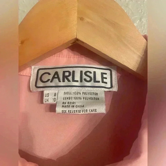 Carlisle Pink Vest Black Mesh sides Zip up, Cinch Back Size 8 Preppy Athleisure - Picture 3 of 8